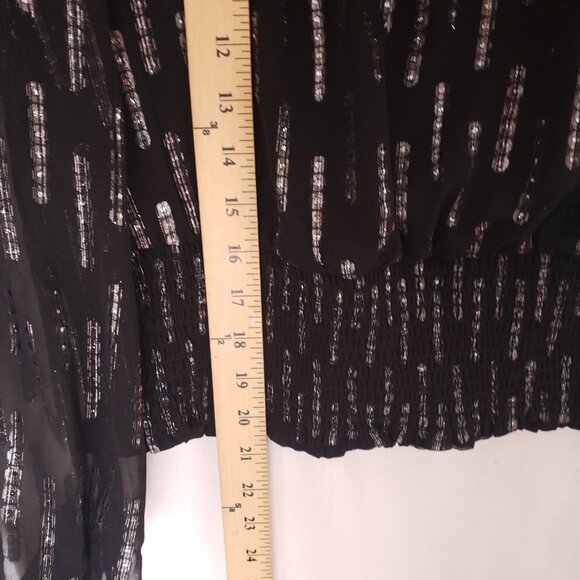 Express Women Black Mock Neck Long Sleeve Sheer Pattern Blouse Size M - Picture 3 of 13